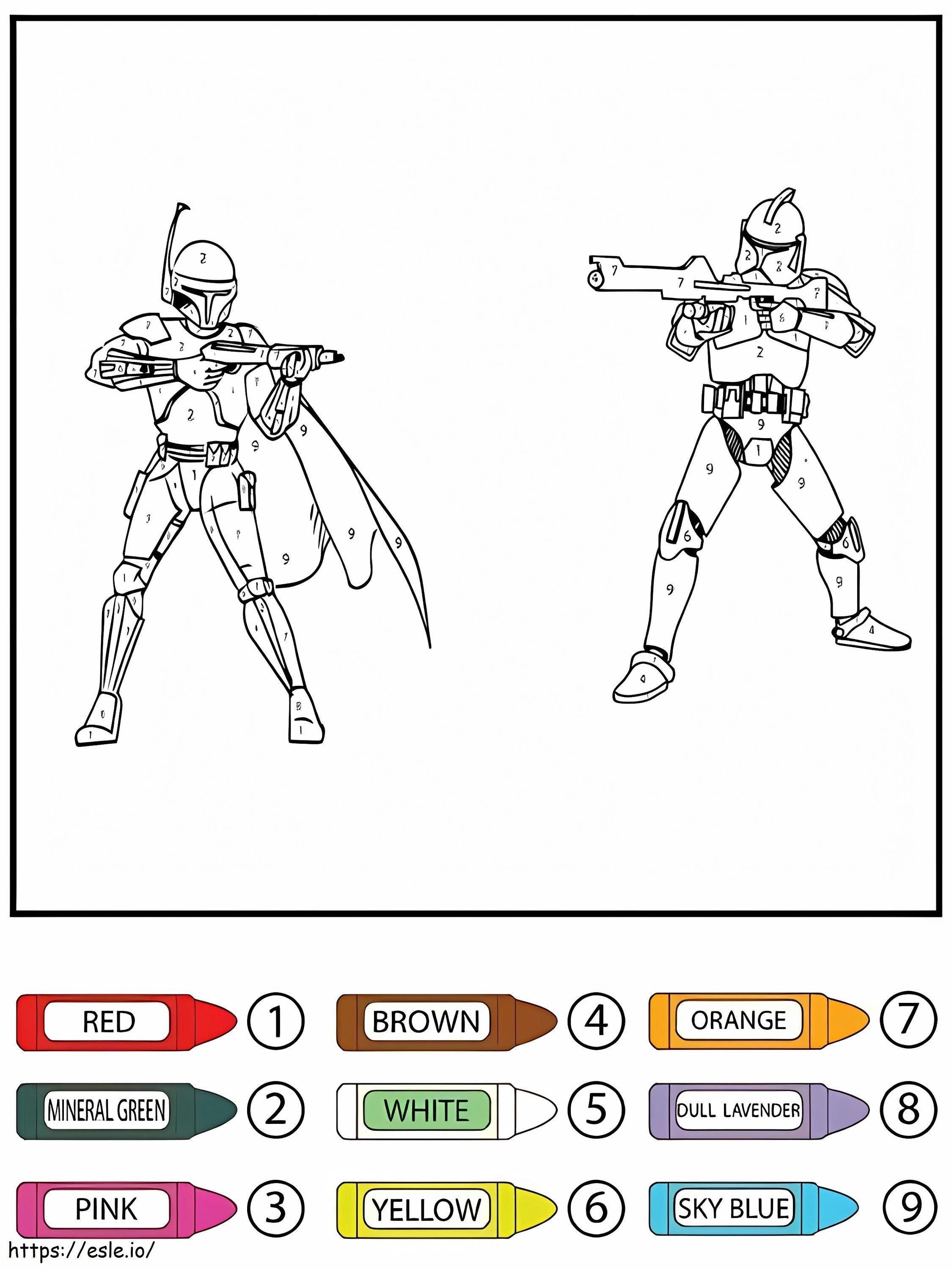 Star wars clone troopers color by number coloring page