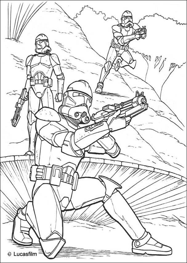 Clone soldiers running coloring pages
