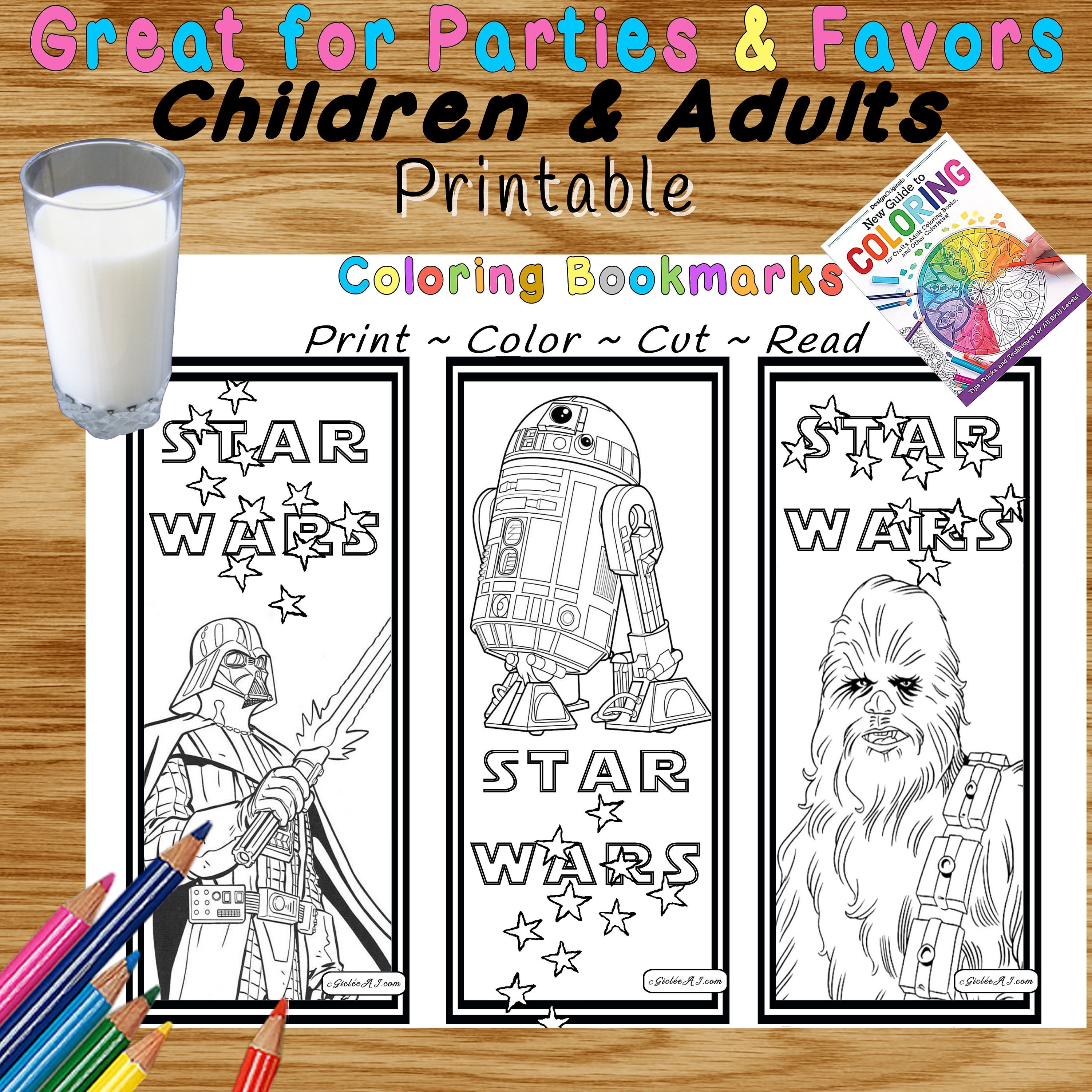 Star wars darth vader chewbacca rd coloring bookmarks coloring printable bookmarks kids coloring bookmark sheets pages