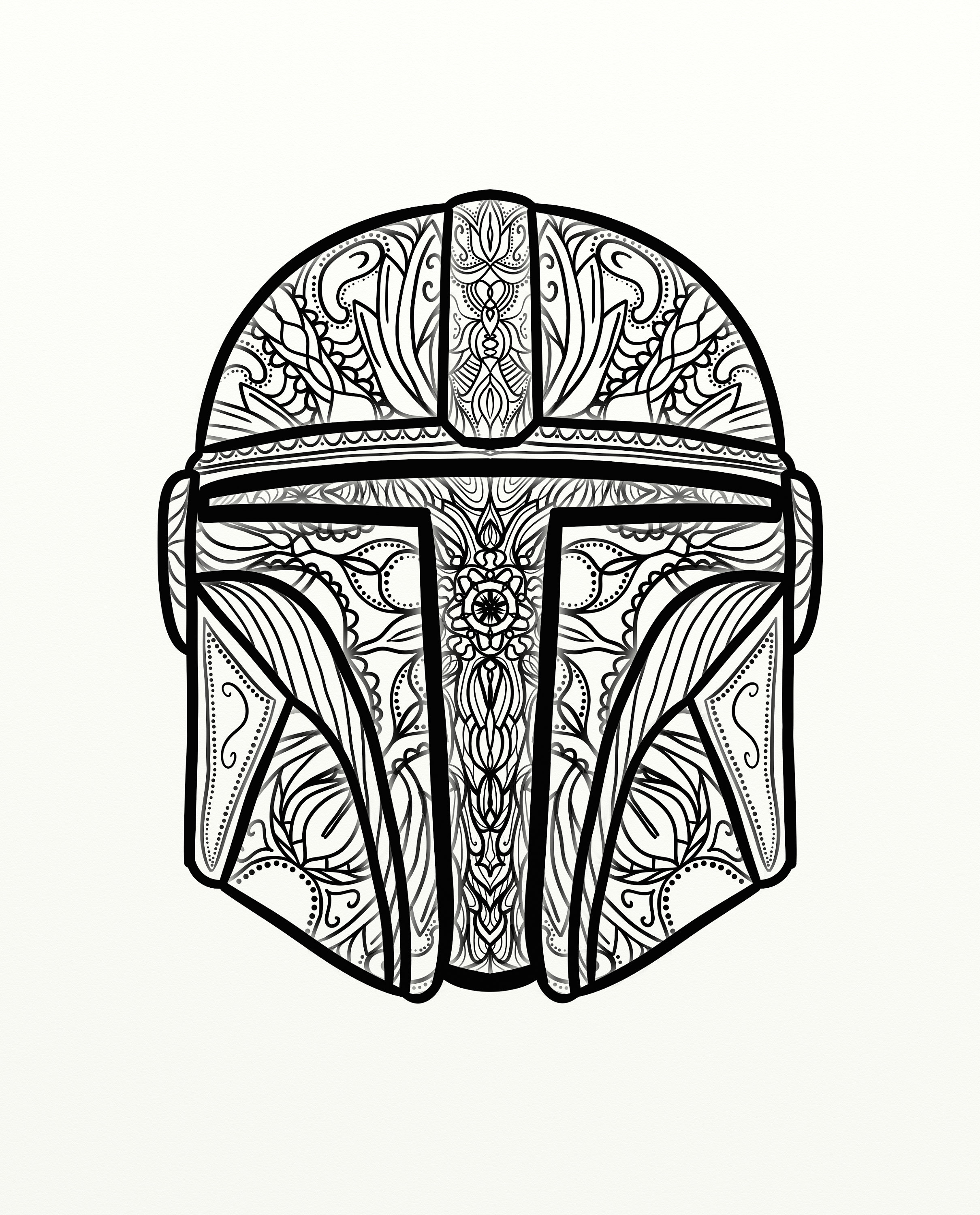 New printabledownloadable coloring page mandolorianmando mandala coloring page quarantine activity inspired by star wars instant download