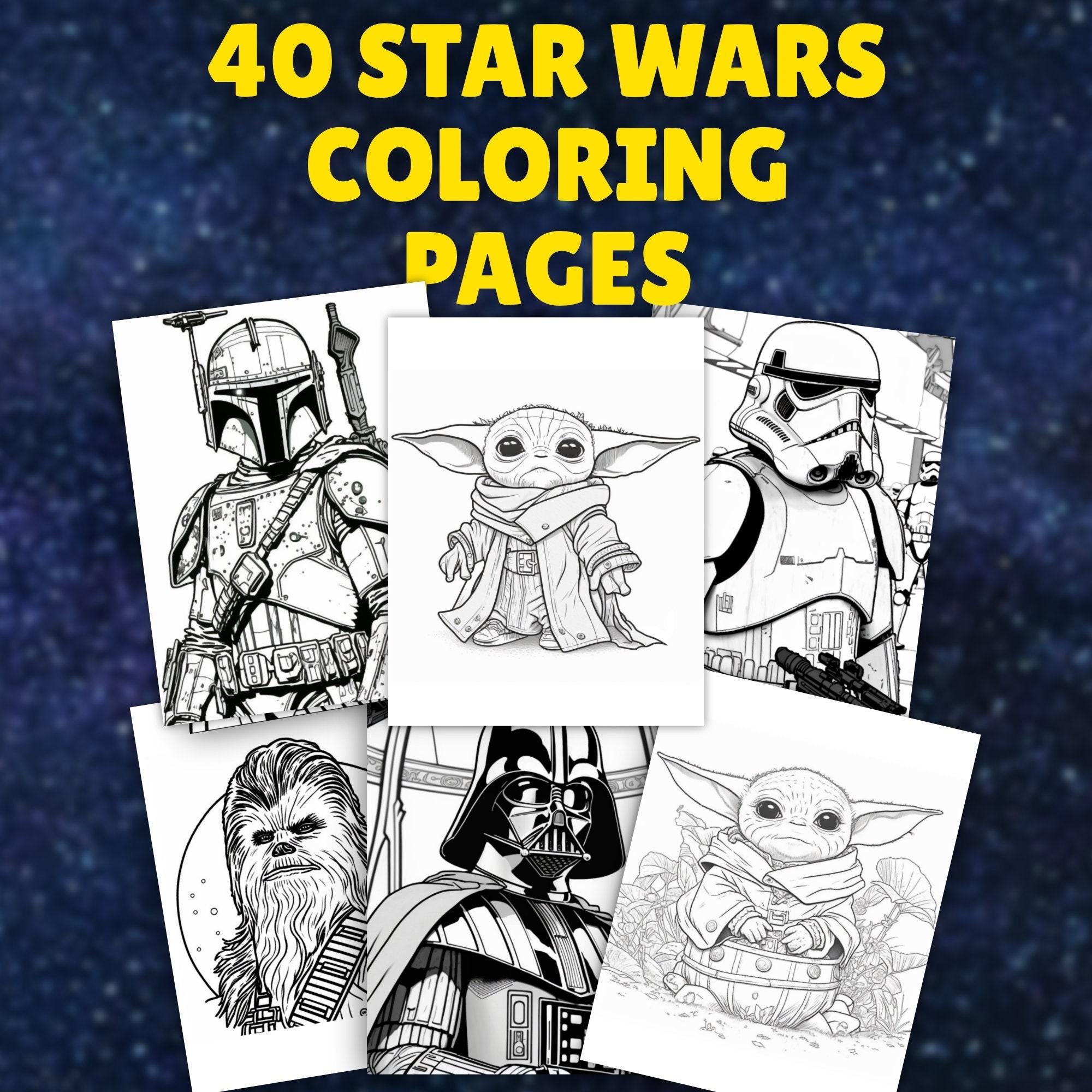 Printable star wars coloring pages for adults or kids instant download and unlimited prints fun coloring pages