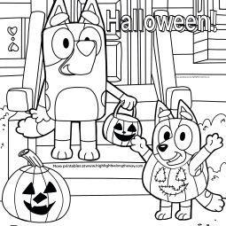 Bluey halloween coloring page