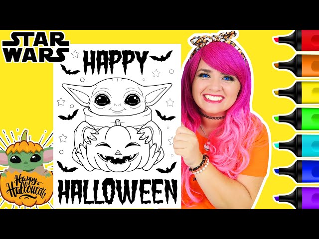 Coloring baby yoda halloween grogu star wars mandalorian coloring page ohuhu art markers