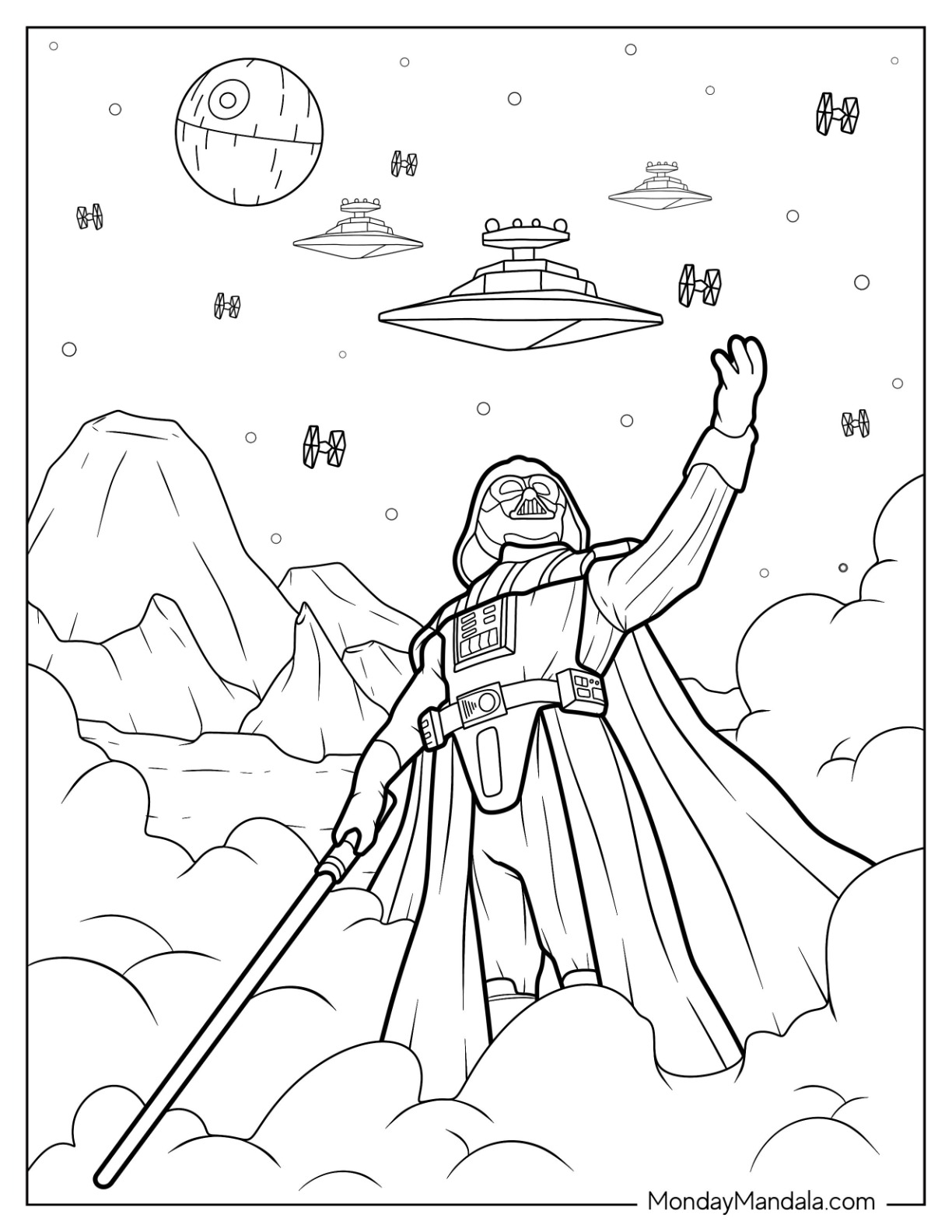 Darth vader coloring pages free pdf printables