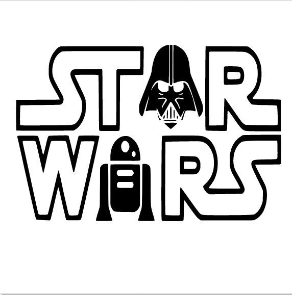 Star wars logo with rd and darth vader