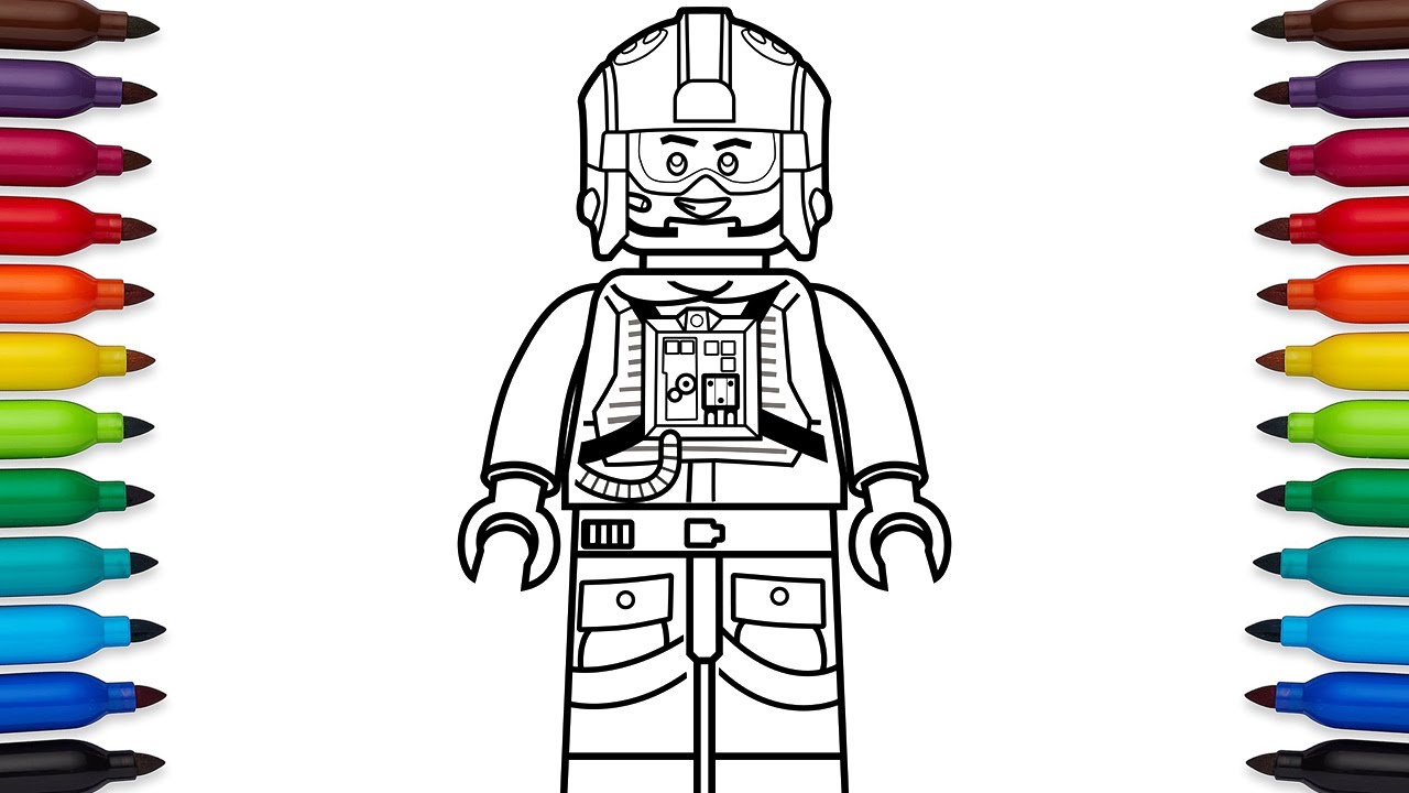 How to draw lego luke skywalker pilot from star wars