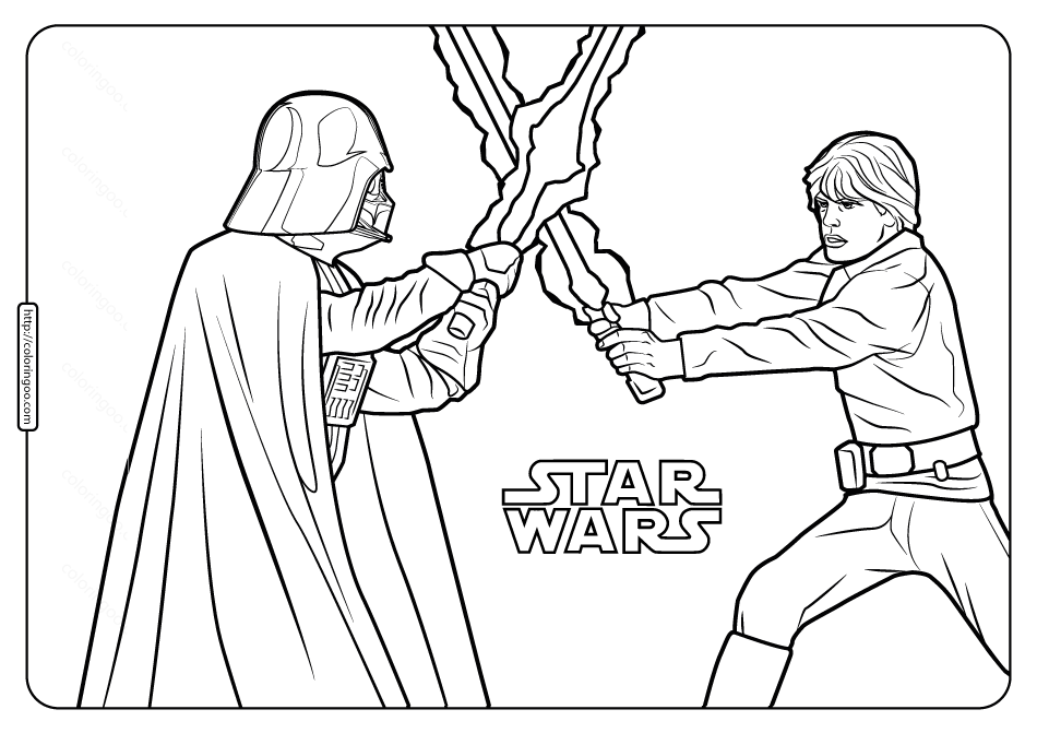 Star wars darth vader and luke coloring pages