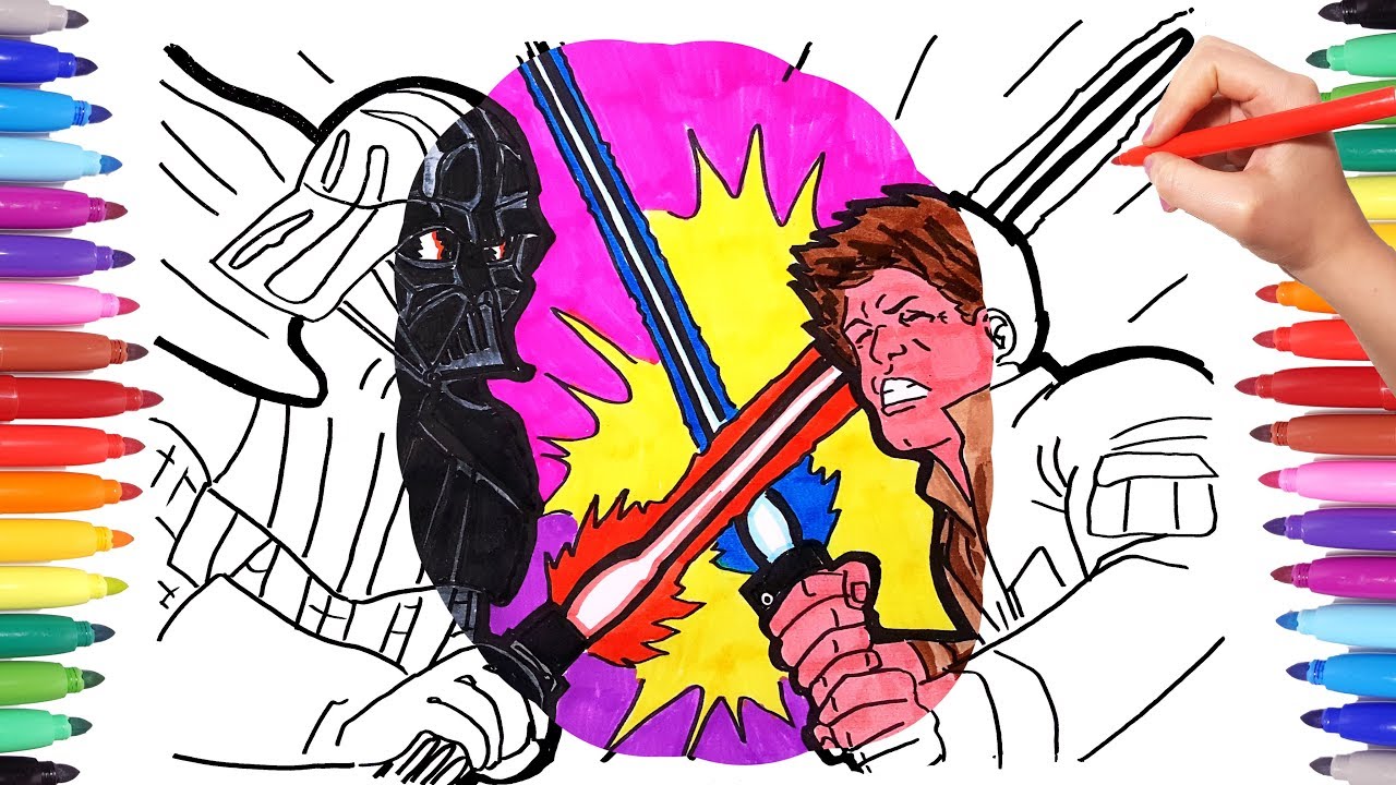 Star wars coloring pages colouring darth vader and luke skywalker star wars coloring book