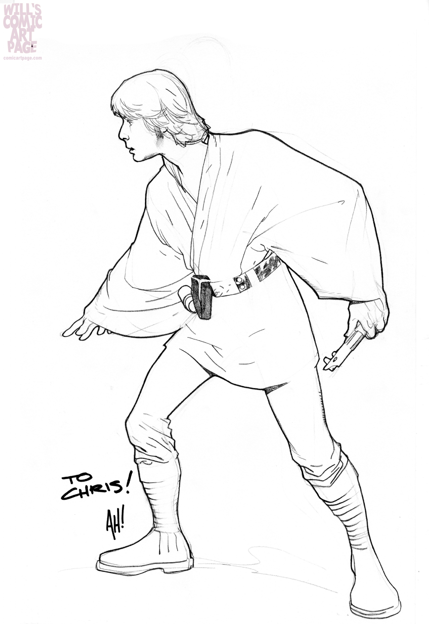 For sale luke skywalker pencil drawing in will gabri