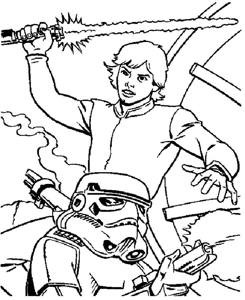 Online coloring pages coloring page luke vs soldiers star wars ships download print coloring page