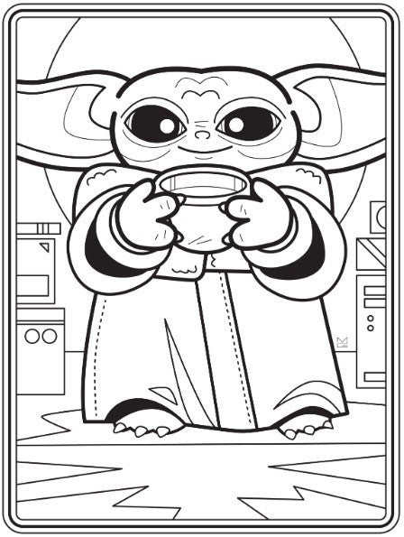 New baby yoda coloring book is free to download right now