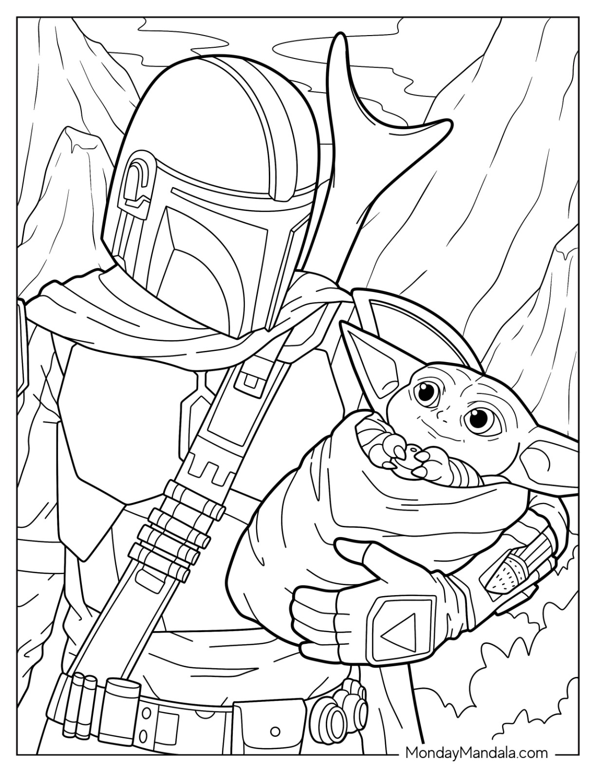 Mandalorian coloring pages free pdf printables