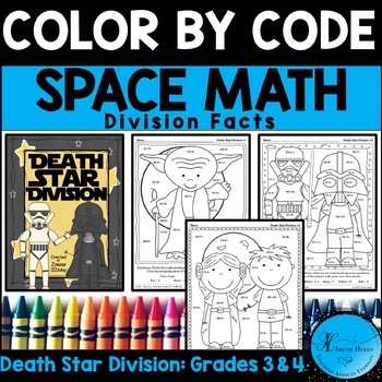 Division color by number code space math rd th grade coloring pages