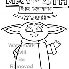 May the th be with you baby yoda printable coloring sheet