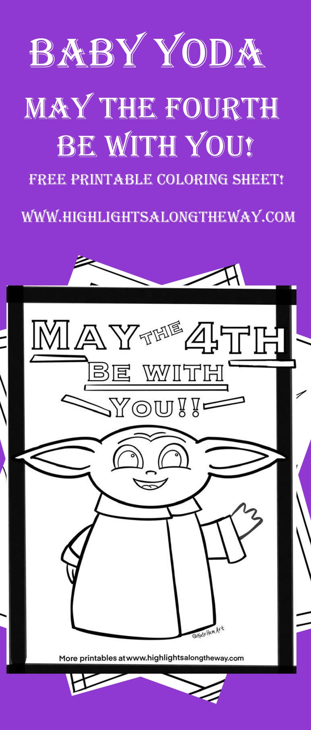 May the th be with you baby yoda printable coloring sheet