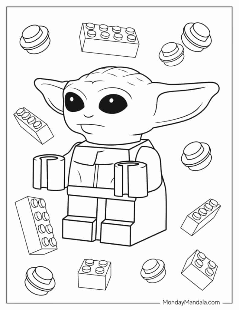 Baby yoda coloring pages free pdf printables