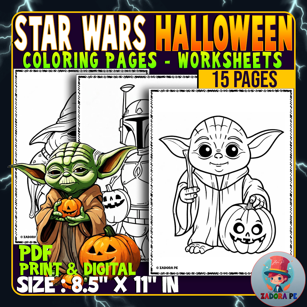 Halloween coloring pages star wars themed activities autumn fall worksheet made by teachers