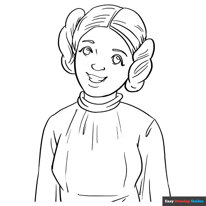 Princess leia coloring page easy drawing guides