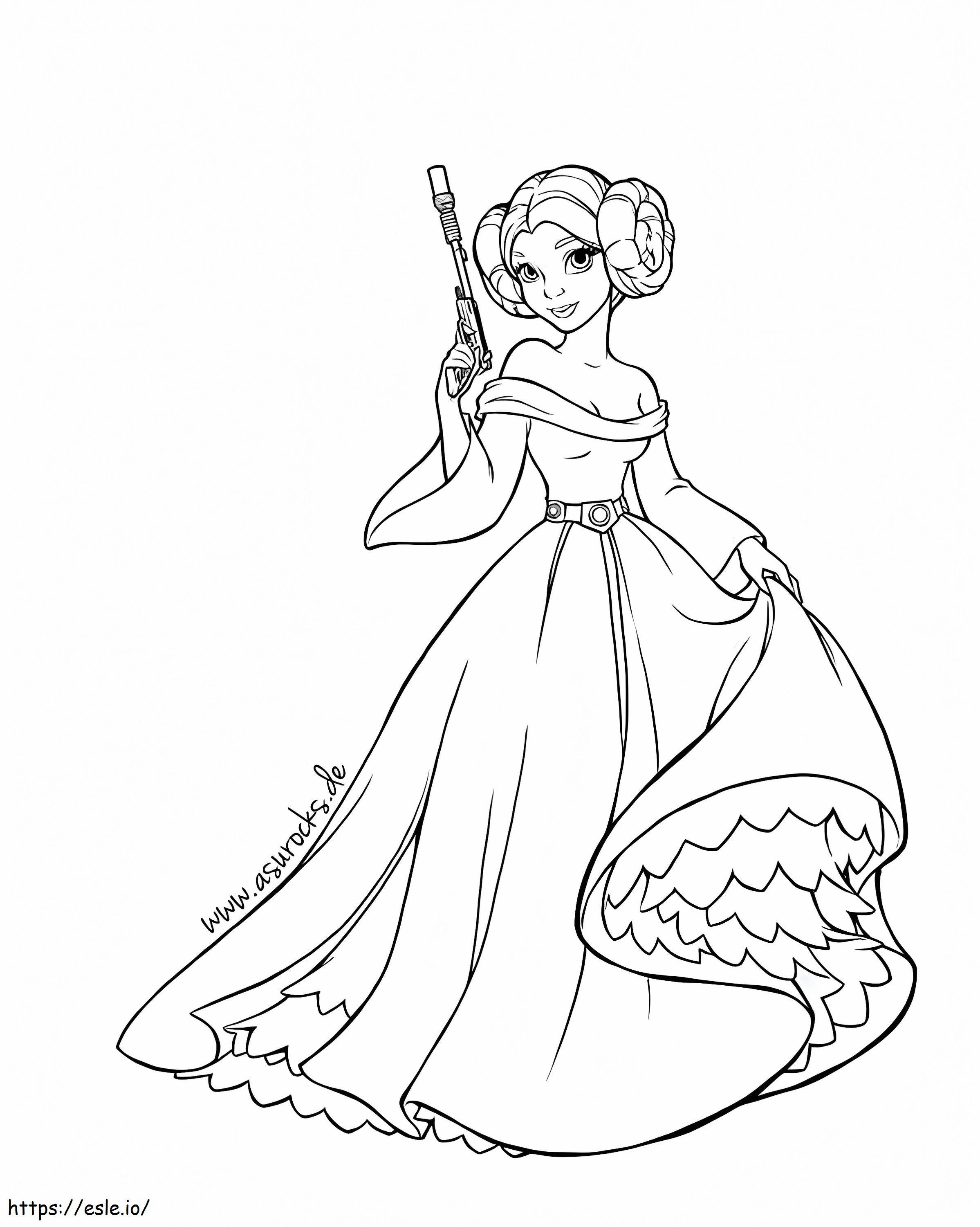 Cartoon princess leia coloring page