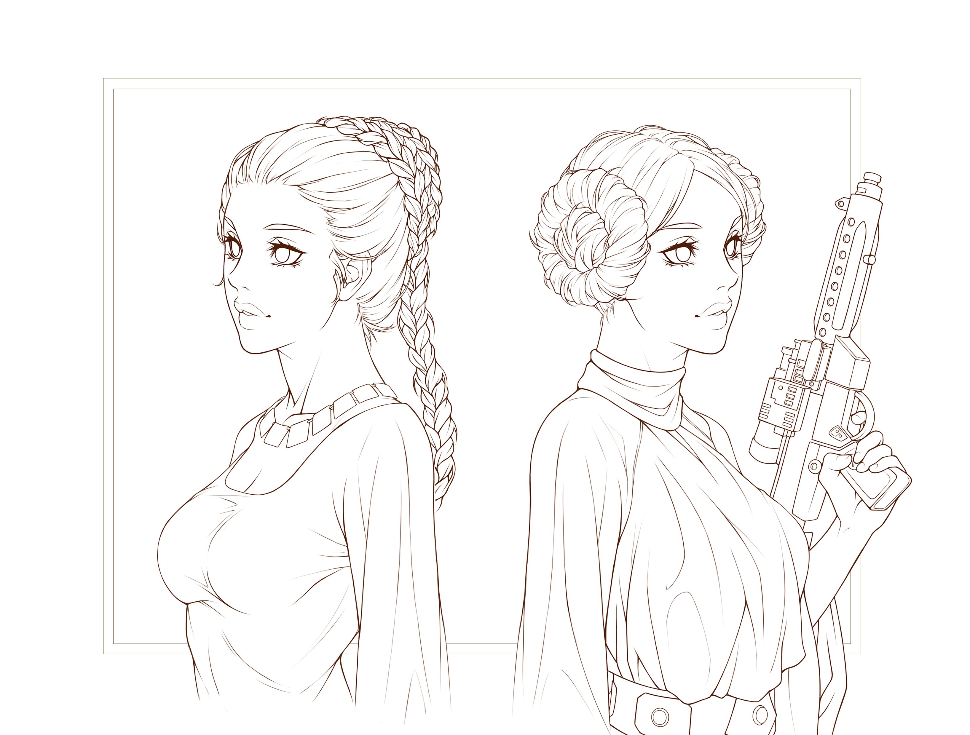 Khaesel on x lineart for my princess leia drawing is finally done im looking forward to coloring it fanart starwars carriefisher princessleia httpstcomzcopi x