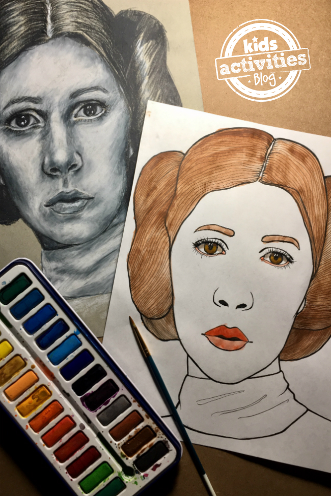 Princess leia coloring page for kids adults video tutorial included kids activities blog