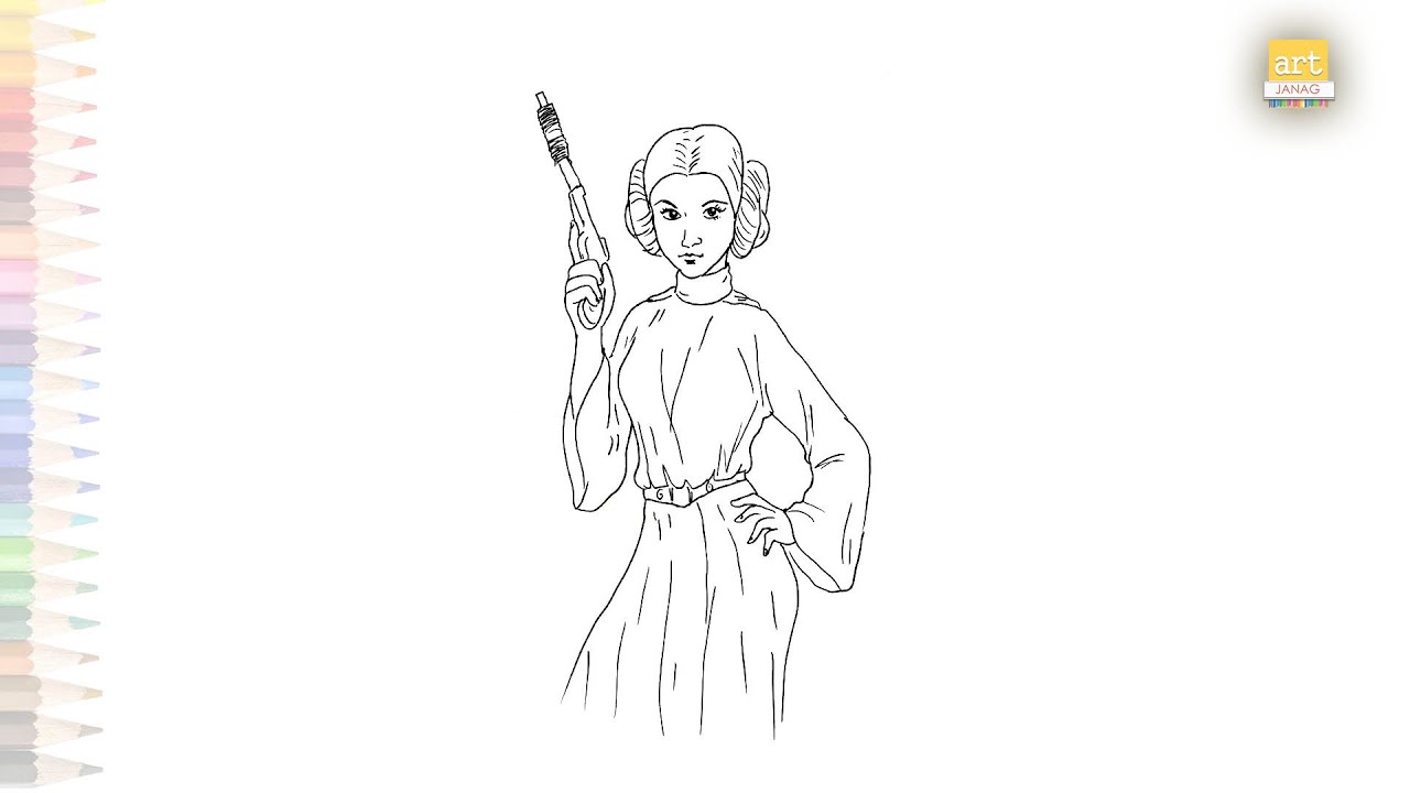 Princess leia drawing video star wars drawing videos how to draw princess leia step by step