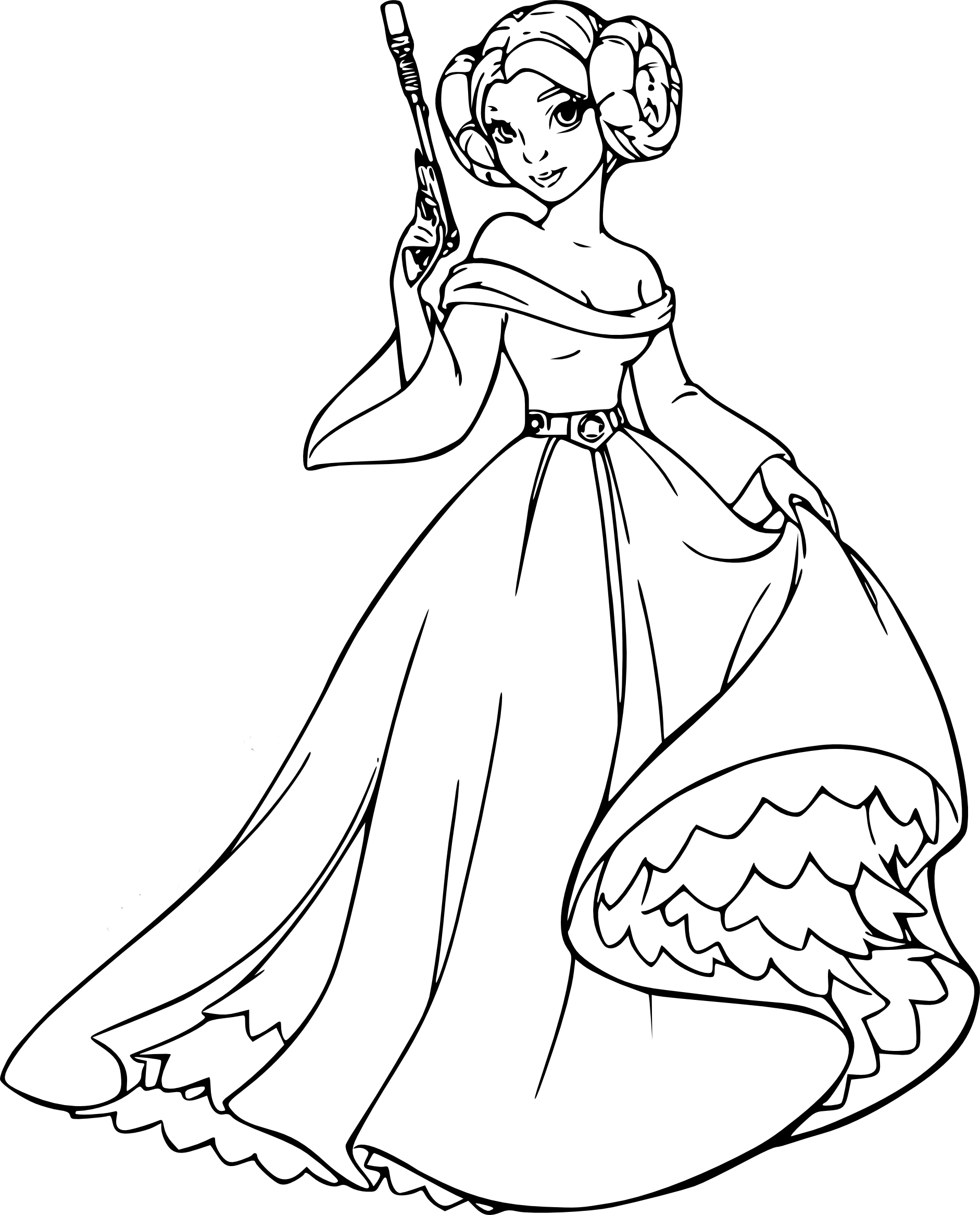 Princess leia coloring page to print and color