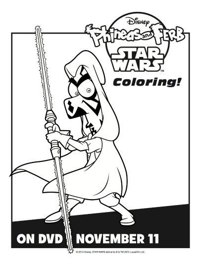 Free phineas and ferb star wars printable coloring sheet