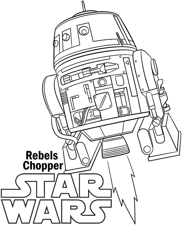 Droid coloring page rebels chopper