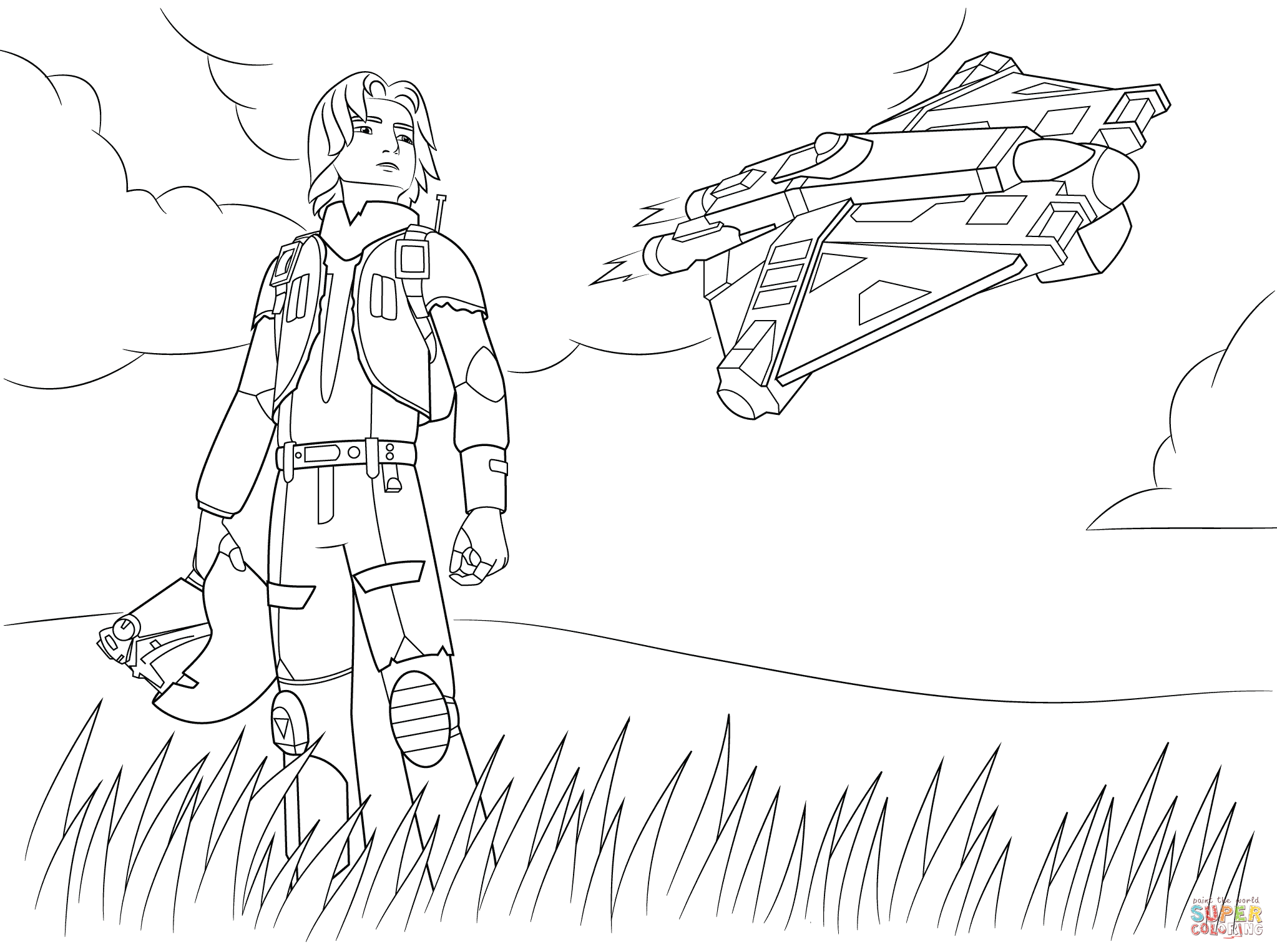 Star wars rebel ezra bridger coloring page free printable coloring pages