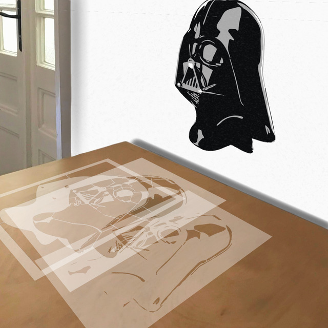 Darth vader stencil in layers