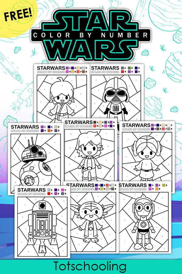 Free star wars color by number