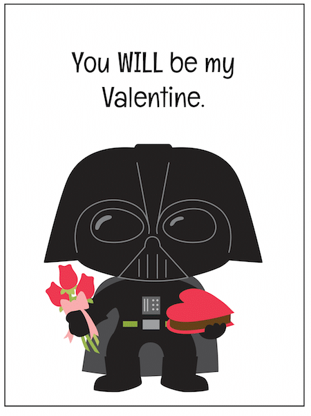 Free star wars valentine printables