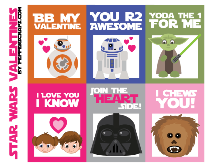 Free star wars valentines to print