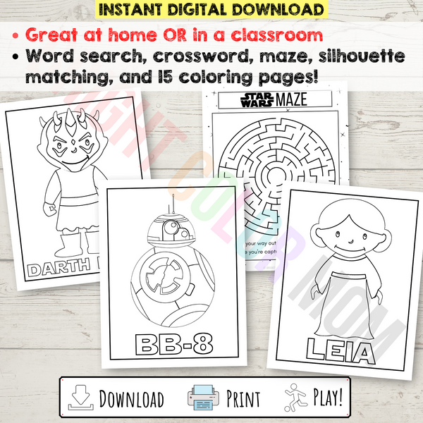 Star wars activity sheets and coloring pages for kids â bright color mom