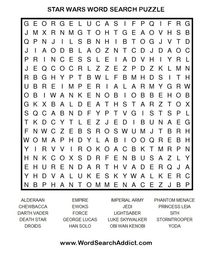 Star wars printable word search puzzle star wars classroom word find star wars puzzles