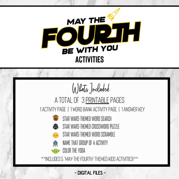 May the th star wars printable kids activitiesstar wars crossword star wars activity page star wars printable may the fourth printable