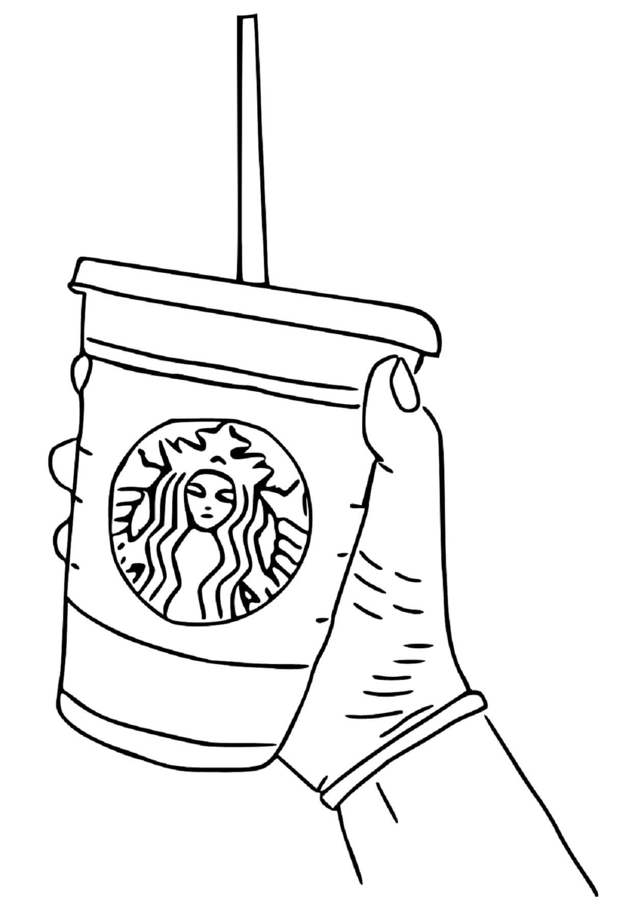 Drawing starbucks cup coloring page