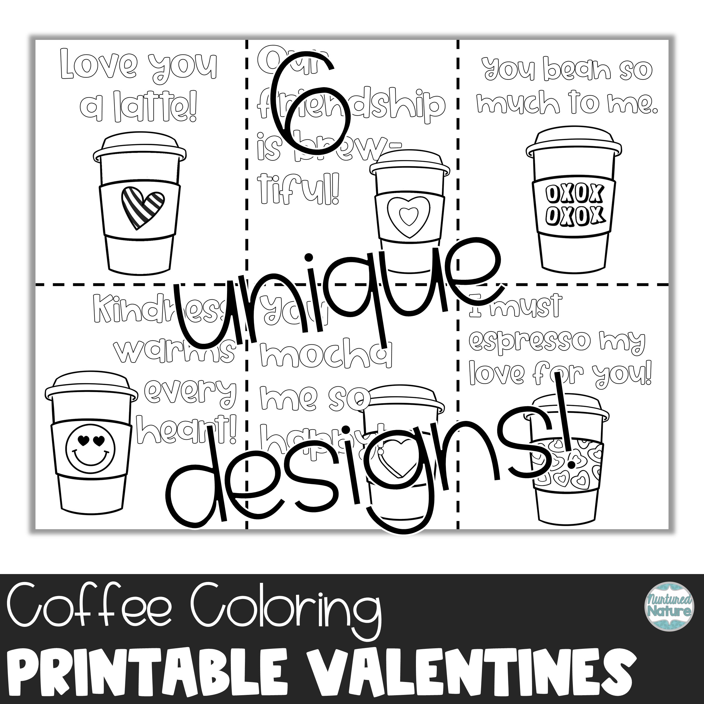 Coffee valentines day coloring sheet printable cards made by teachers