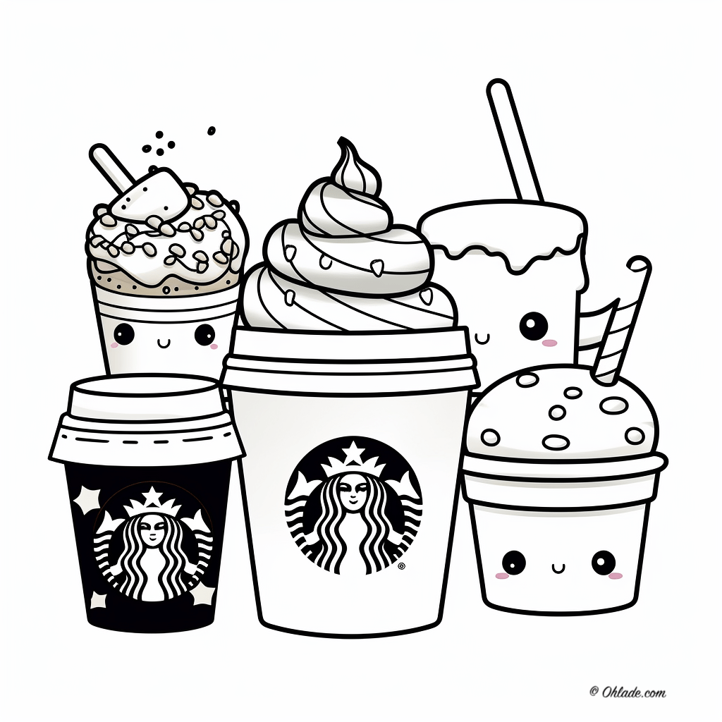 Sip color repeat starbucks kawaii coloring pages for an extra shot of cuteness