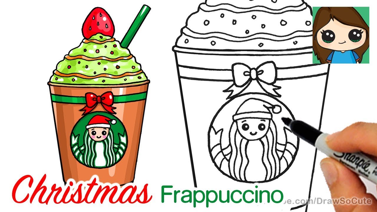 How to draw a starbucks christas frappuccino easy