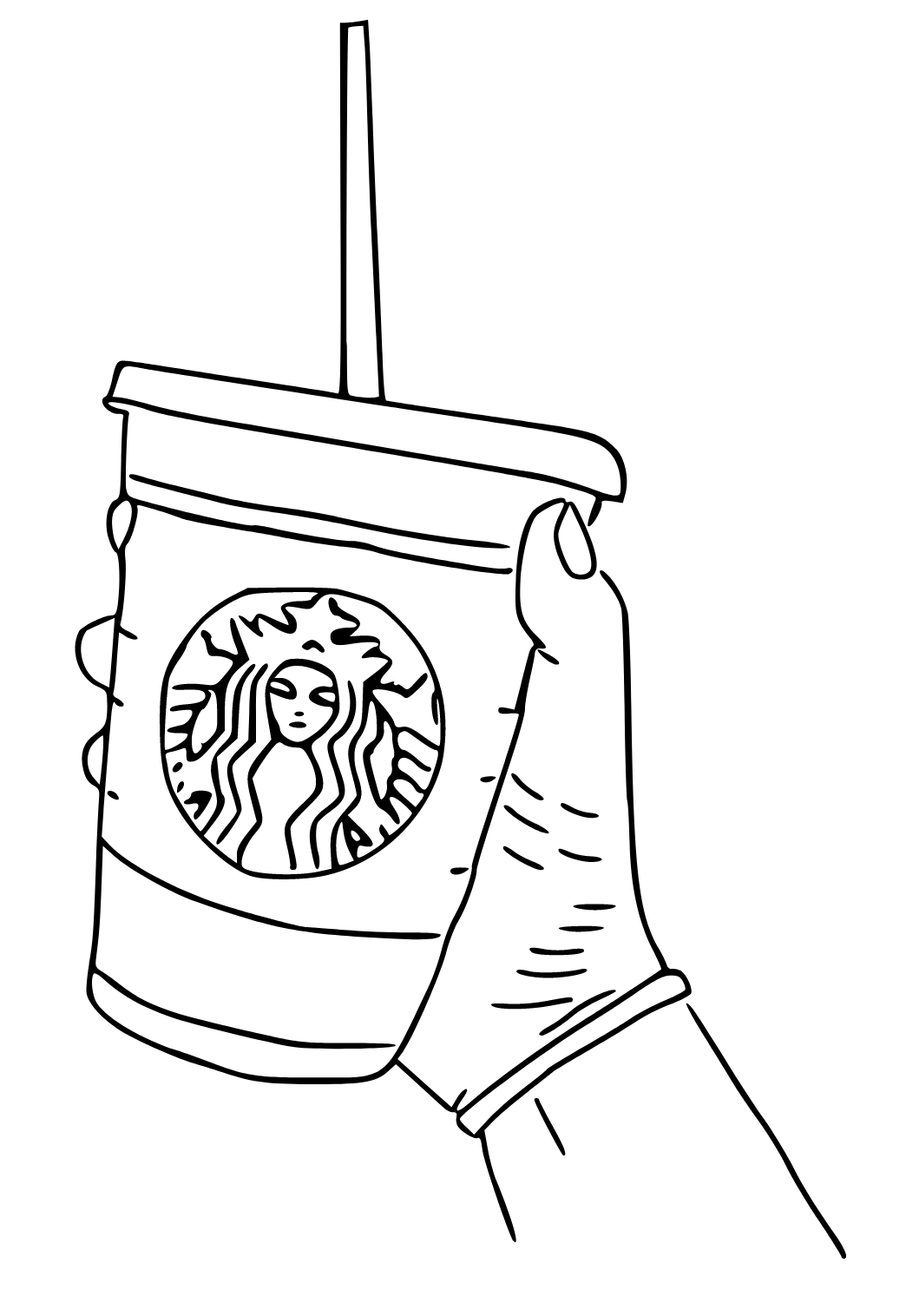 Free printable starbucks hand coloring page for adults and kids