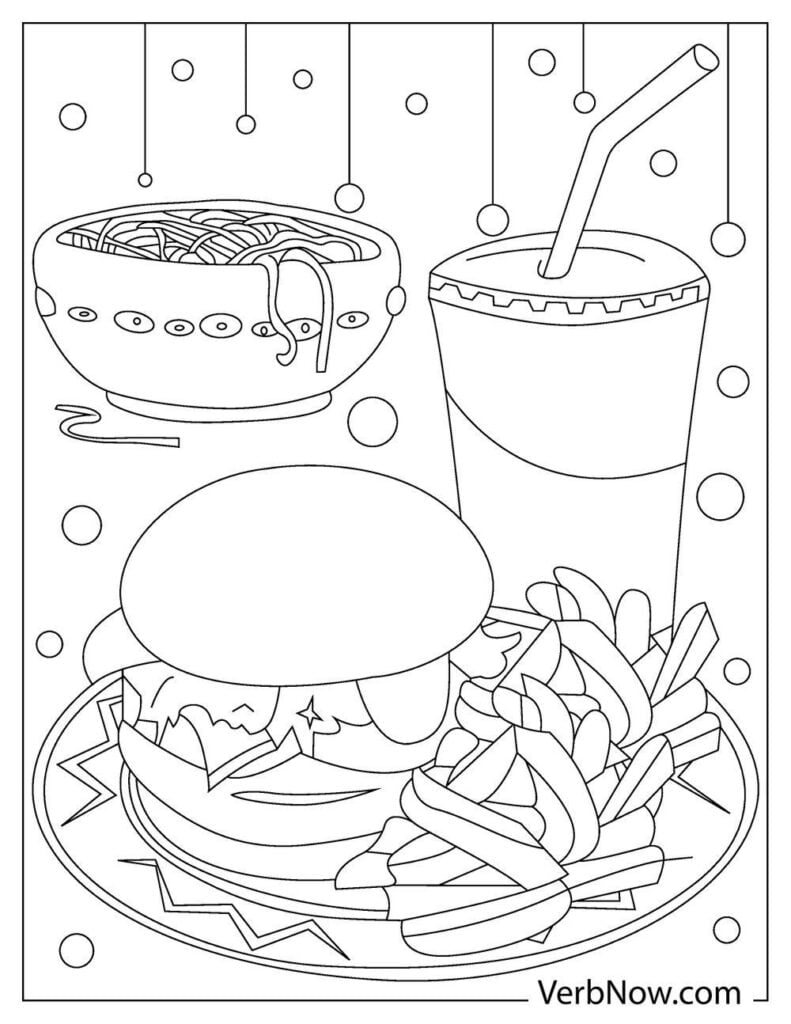 Free cute food coloring pages book for download printable pdf