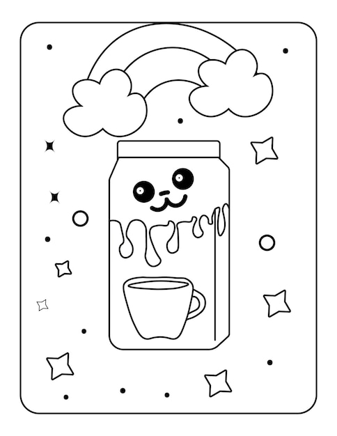 Premium vector kawaii coloring page kids coloring page kids kawaii coloring page and kids toy coloring design