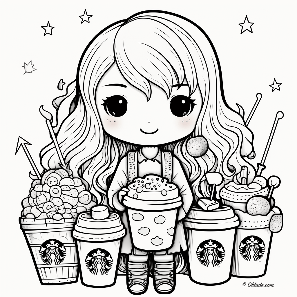 Sip color repeat starbucks kawaii coloring pages for an extra shot of cuteness