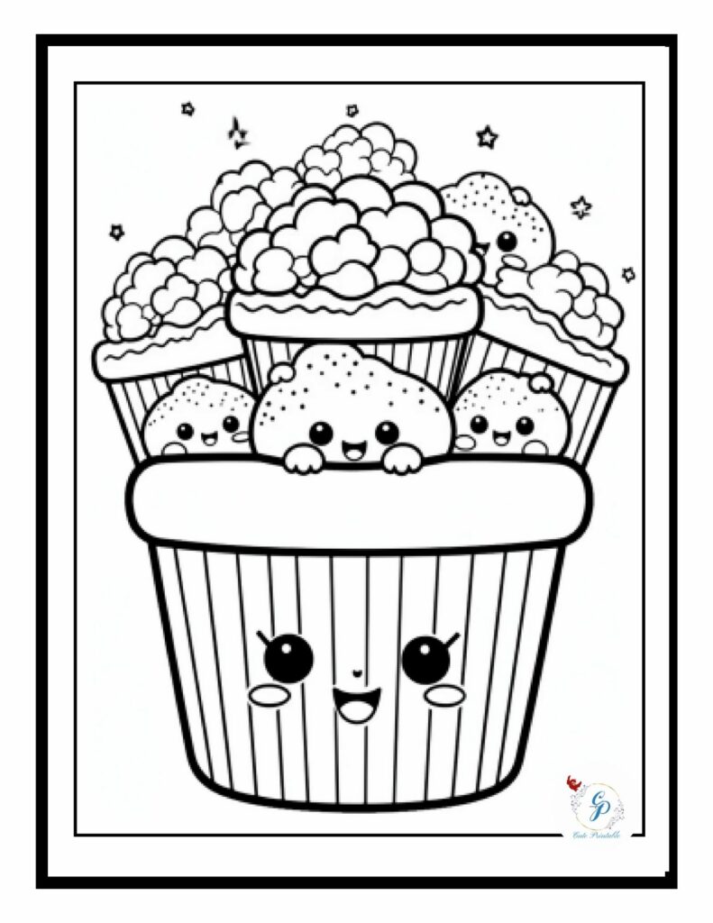 Free cute kawaii food coloring pages for kids adults cute printable