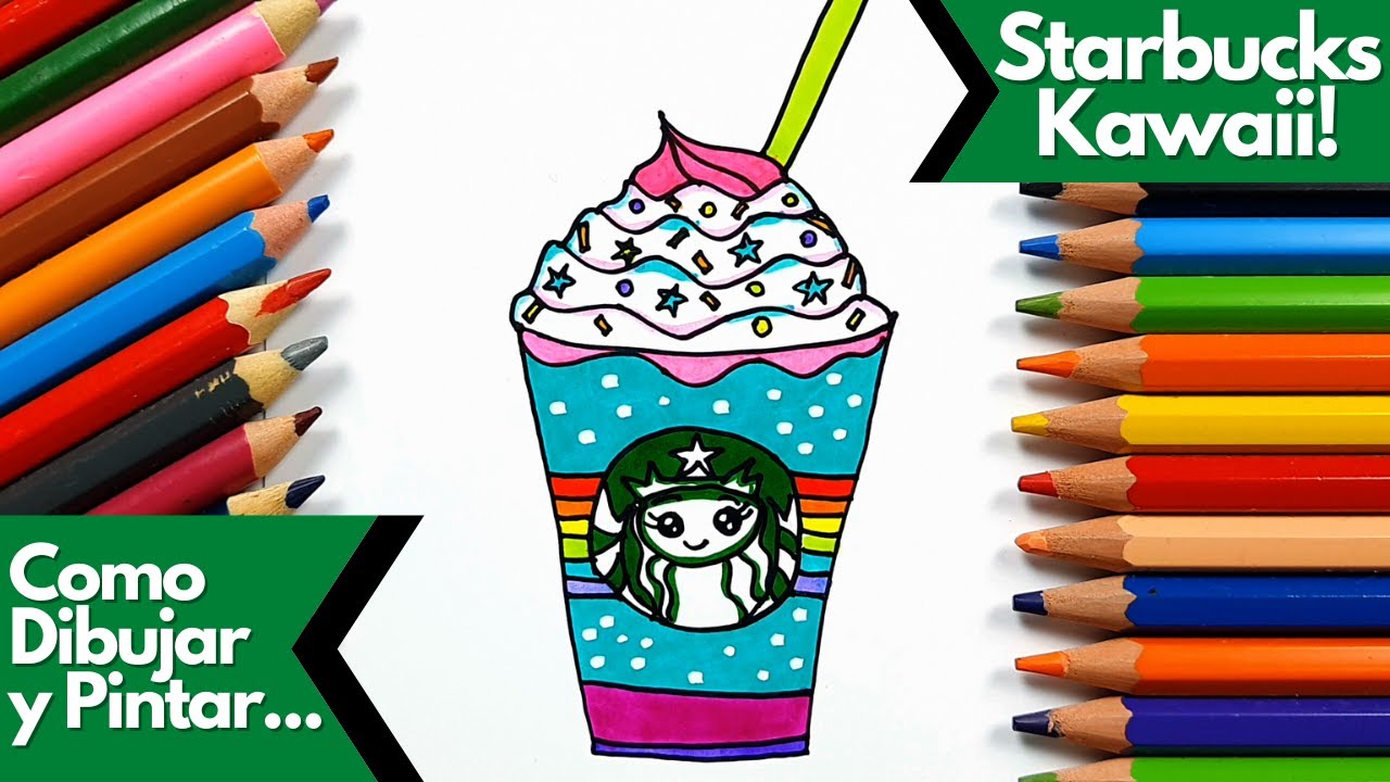 Cãmo dibujar y pintar starbucks kawaii