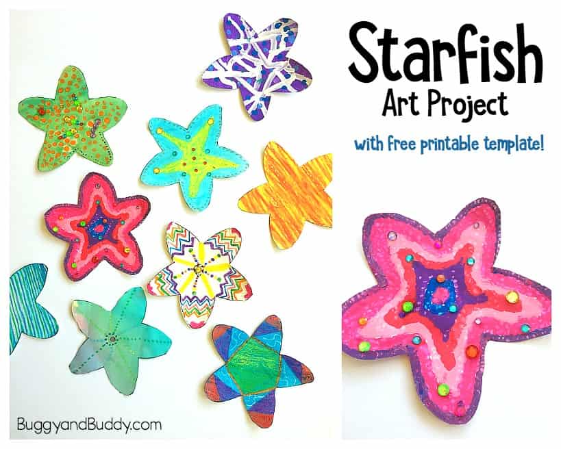 Easy starfish craft for kids with free printable template