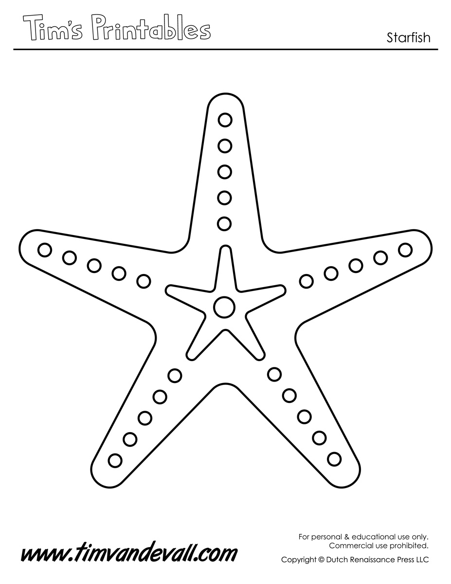 Starfish template â tims printables