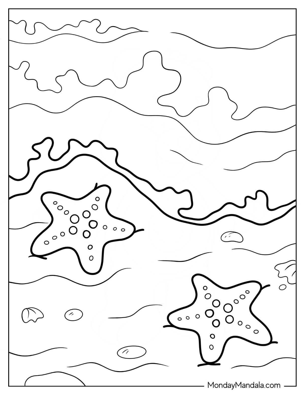 Starfish coloring pages free pdf printables